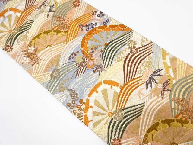 波車に花模様織出し袋帯